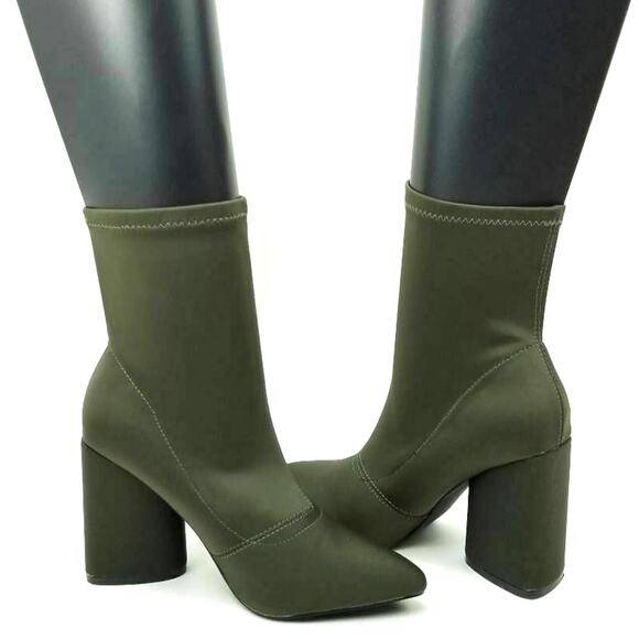 Cape Robbin Walk Away Army Green Stretched Ankle Boots Size 8 - Picture 2 of 12